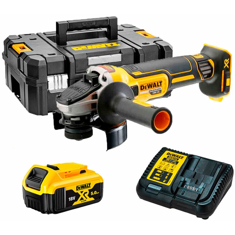 DCG405P1 Meuleuse d'angle sans fil 18V 125mm Brushless + 1x Batterie 5,0Ah + Chargeur + TStak - Dewalt