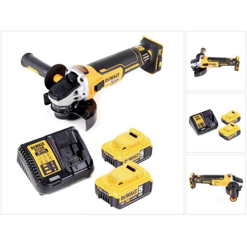 DeWalt DCG 405 P2 Meuleuse dangle sans fil 18V 125mm Brushless + 2x Batteries 50Ah + Chargeur