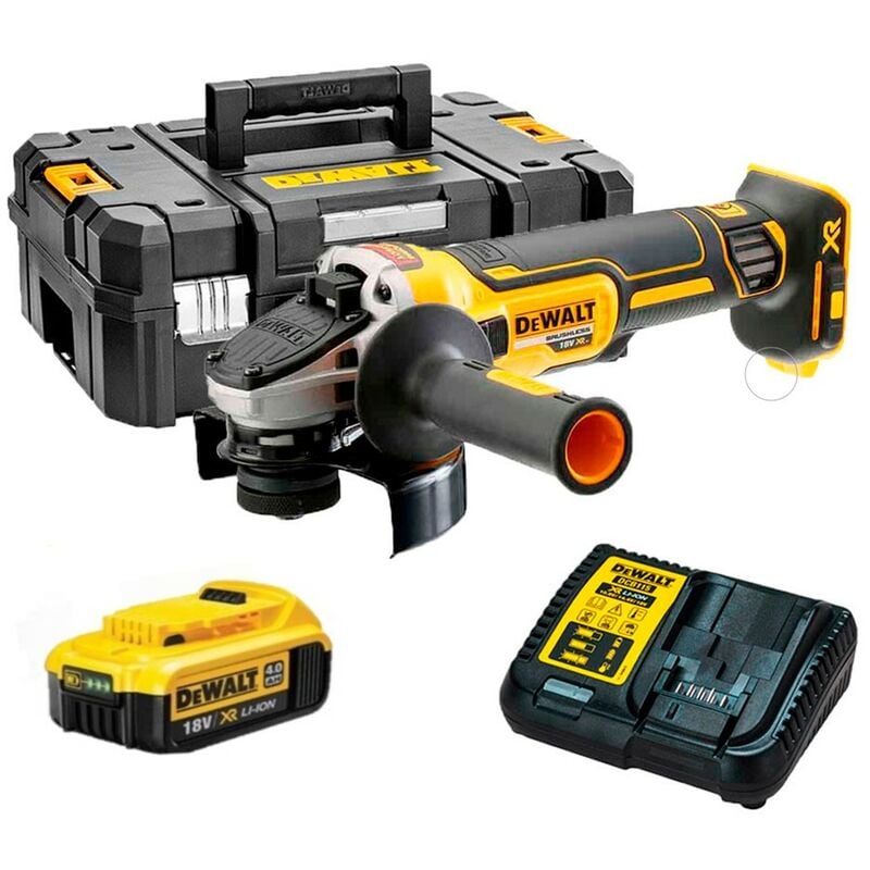 Dewalt - DCG405M1 Meuleuse d'angle sans fil 18V 125mm Brushless + 1x Batterie 4,0Ah + Chargeur + TStak