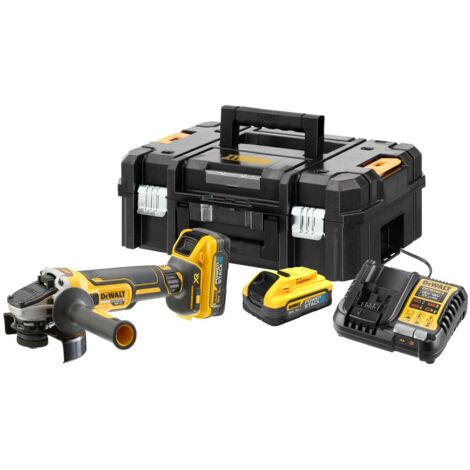 DeWalt DCG409H2T-GB 18V 125mm XR FLEXVOLT Advantage High Power Grinder, 2 x 5Ah Power Stack Batteries, Charger &amp TSTAK II Case