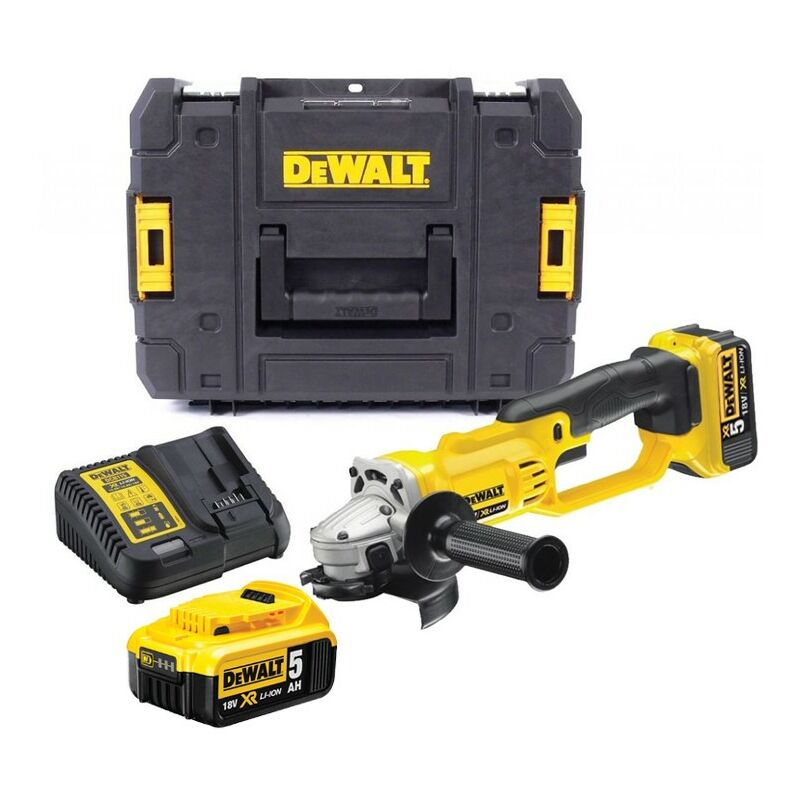 DCG412P2 18v xr Cordless Angle Grinder 125mm + 2 x 5ah Battery Tstak Case - Dewalt