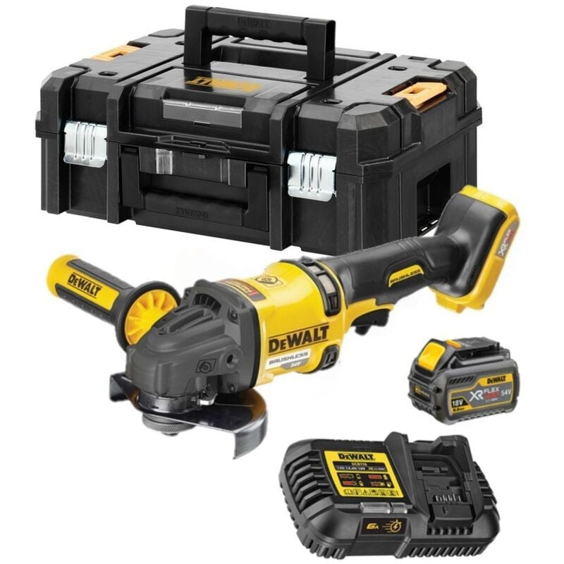 DCG418T1-QW Meuleuse xr - 125mm - 54V - xr Flexvolt - 1 x 6,0 Ah + chargeur en T-Stak - Dewalt