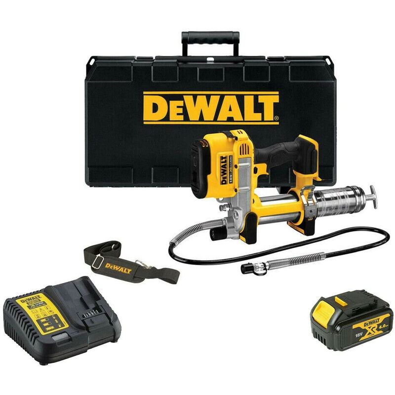 DeWalt DCGG571M1 Cordless 18V Grease Gun With 4Ah Battery, Charger And Carry Case