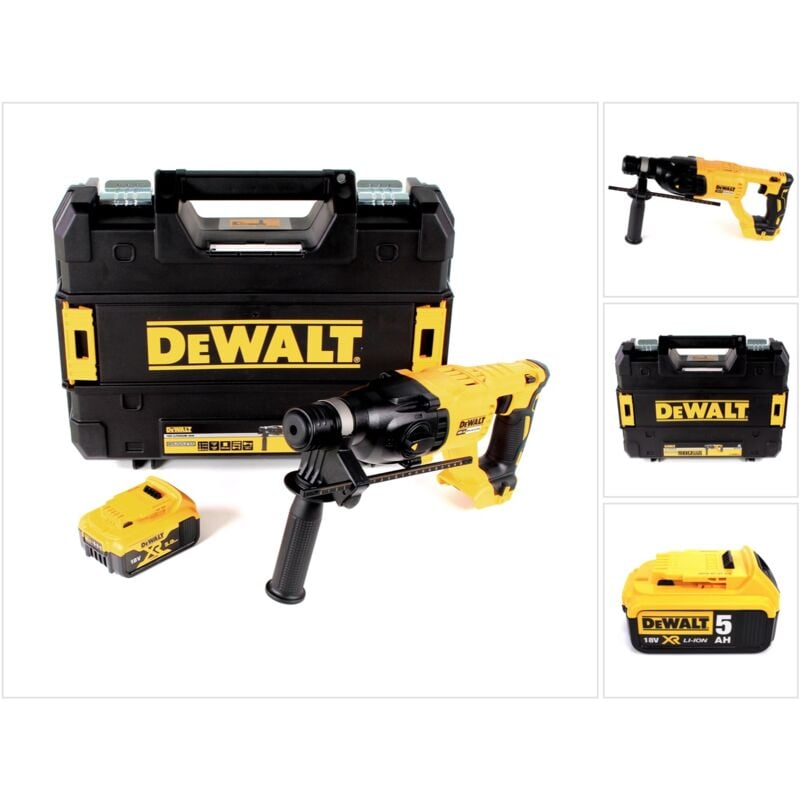 Dch 133 nt Marteau combiné sans fil 18V 2,6J sds plus Brushless + 1x batterie 5,0Ah + tstak - sans chargeur - Dewalt