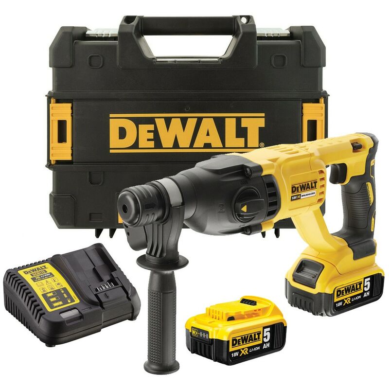 Dewalt - DCH133P2 18v sds+ Brushless Hammer sds Drill 2 x 5.0ah Battery Tstak Case