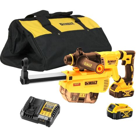 DeWalt DCH263P2B 18V XR Brushless 28mm SDS-Plus Hammer Drill 3.0J - 2x 5Ah Batteries, Charger, 18 Dewalt Bag & DWH205DH Dust Extractor