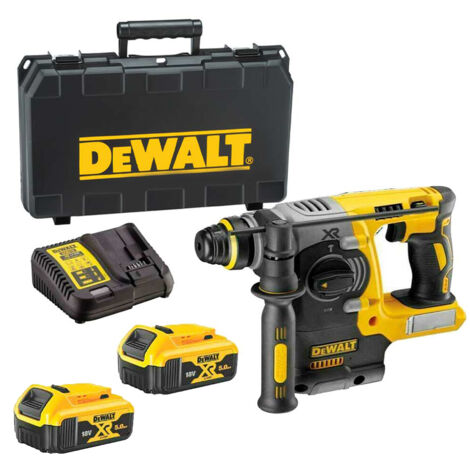 DeWalt DCH273P2 18V XR SDS+ Hammer Drill Kit with 2 x 5.0Ah Li-Ion Batteries, Charger and Carry Case