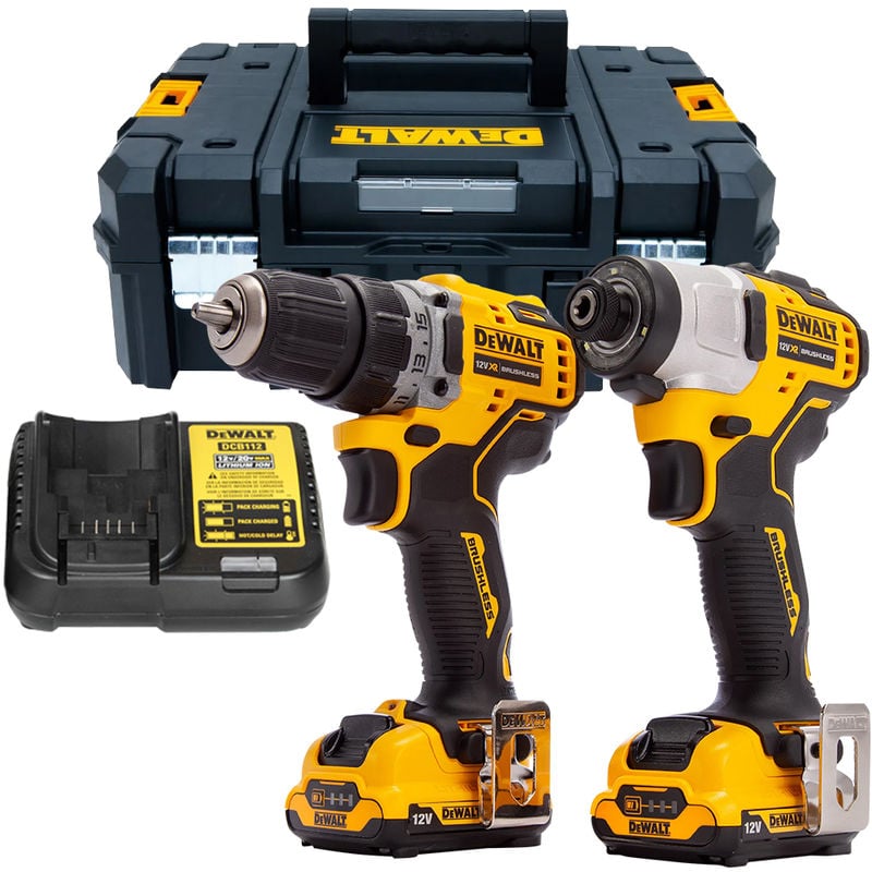 Image of DeWalt DCK2110L2T 12V Brushless Drill Driver and Impact Driver With 2 x 3.0Ah Batteries:12V