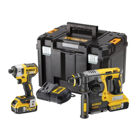 DeWalt DCK2532P2 Impact Driver & SDS Brushless 18V Twinpack with 2 x 5.0Ah Batteries
