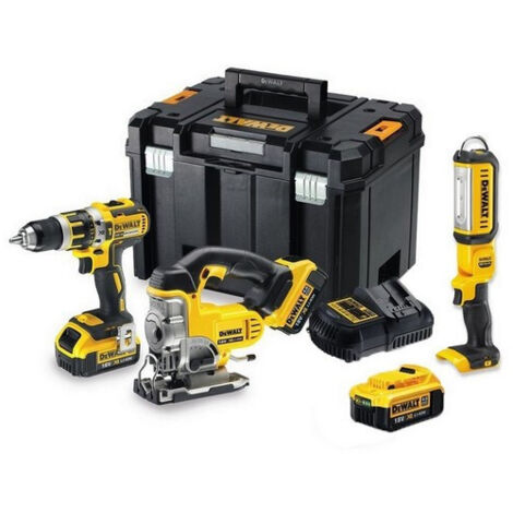 Dewalt DCK364M3T XR 18V Combi Drill, Jigsaw, LED Torch - 3 x 4.0ah Batteries
