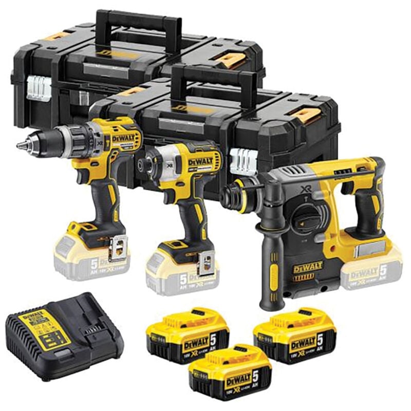 DCK368P3T 18V xr 3 Piece tstak Kit With 3 x 5.0Ah Batteries - Dewalt