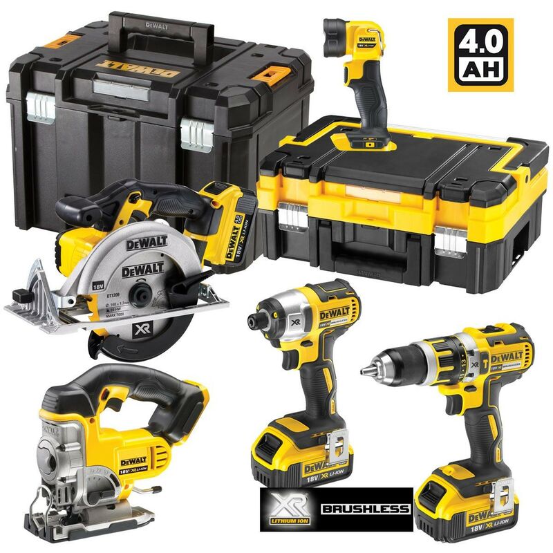 DCK550M3T Brushless 18v xr 5 Piece Power Tool Kit - 3x 4ah Lithium Ion - Dewalt