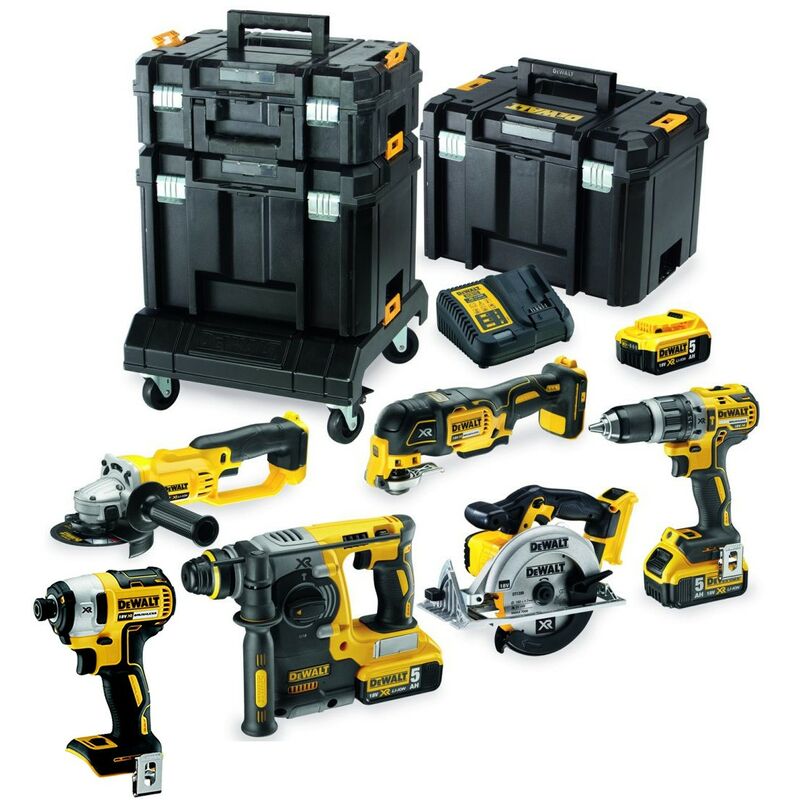 DCK654P3T Cordless 18v 6 Piece Kit - Includes 3 x 5.0ah Batteries Charger - Dewalt