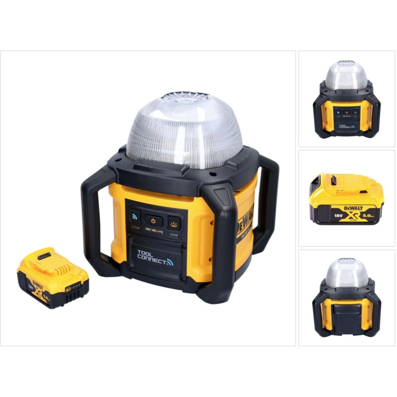 Dewalt - dcl 074 Projecteur de chantier sans fil Projecteur 18 v 5000 lm 4000 Kelvin + 1x batterie 5,0 Ah - sans chargeur