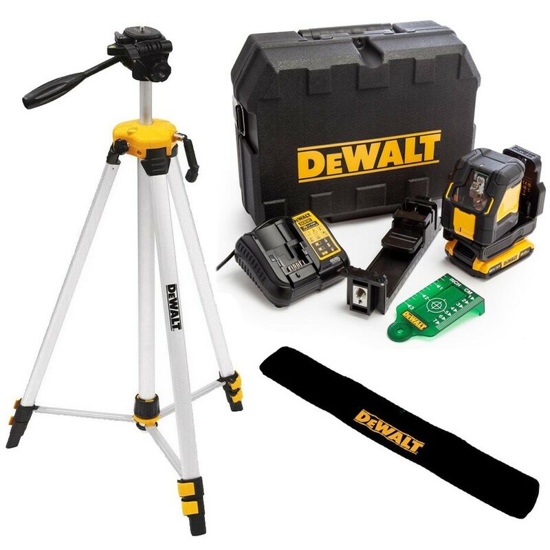 DCLE34021D1 xr Compact Cross Line Green Laser 18V 1x2.0Ah + DE0881 Tripod - Dewalt