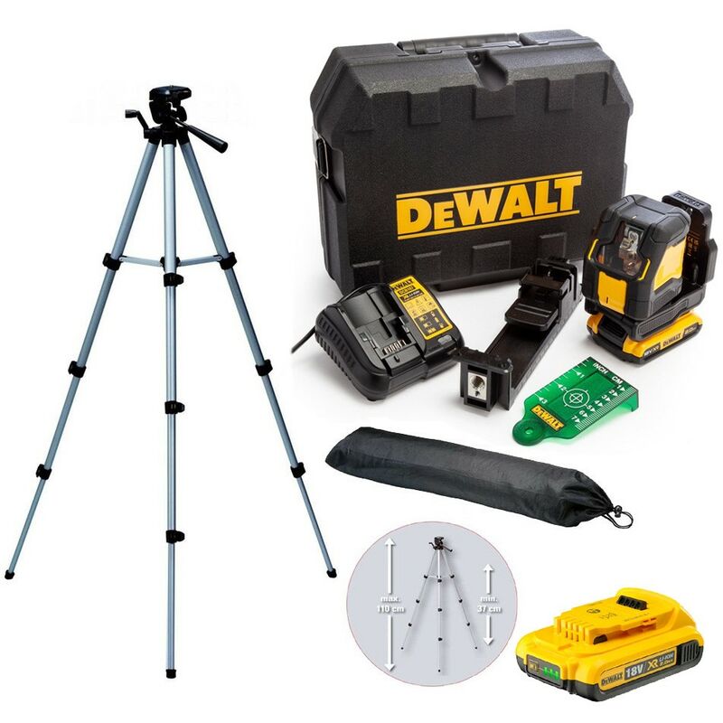 Dewalt - DCLE34021D2 xr Compact Cross Line Green Laser 18V 2x2.0Ah Li-ion + Tripod