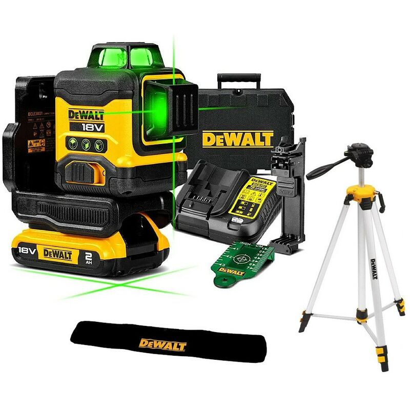 DCLE34031D1 18V xr Compact Green Laser 3 x 360 Degree + 2.0Ah + Tripod - Dewalt