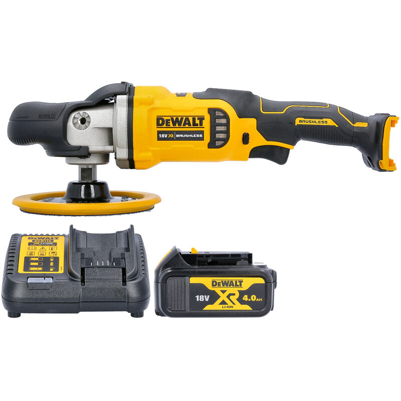 DCM849 18V xr Brushless 180mm Rotary Polisher With 1 x 4.0Ah Battery & Charger - Dewalt