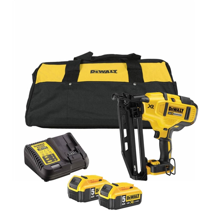 Dewalt Dcn660 18V Bl Second Fix Nail Gun With 2X 5.0Ah Batteries