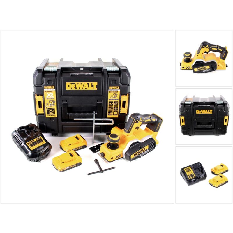 

DeWALT DCP 580 D2 Cepillo a batería sin escobillas XR 18V en maletín TSTAK VI + 2x Batería DCB 183 2,0 Ah + Cargador DCB 115