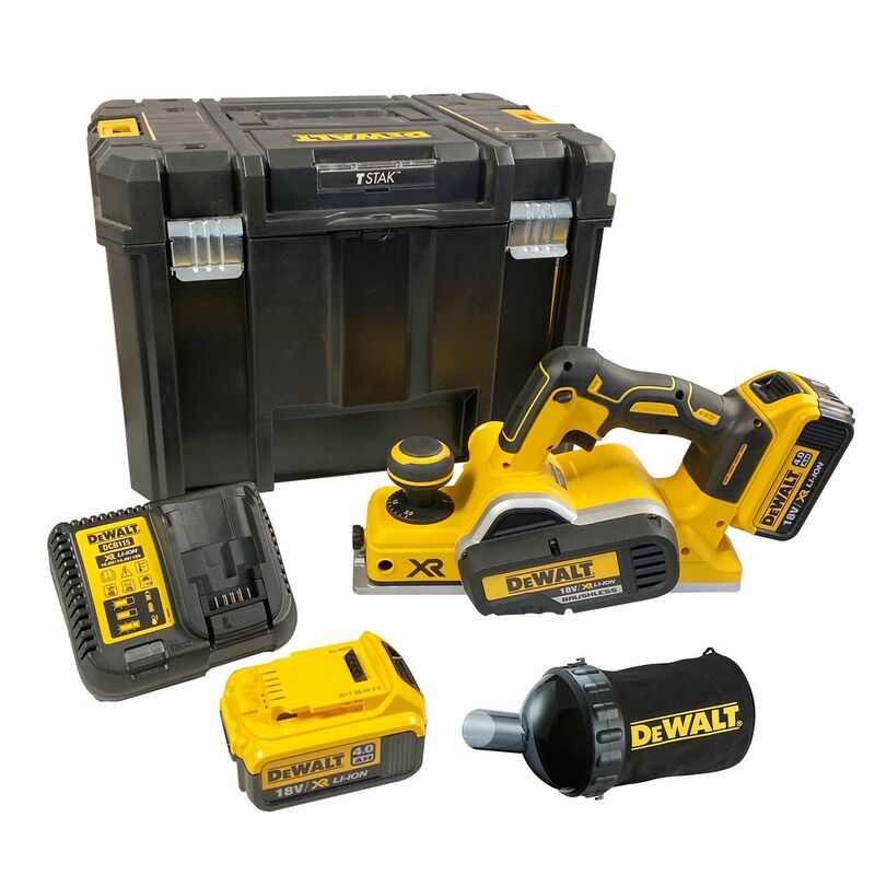 DCP580M2 18v xr Cordless Brushless Planer + 2 x 4.0ah Batteries Tstak - Dewalt