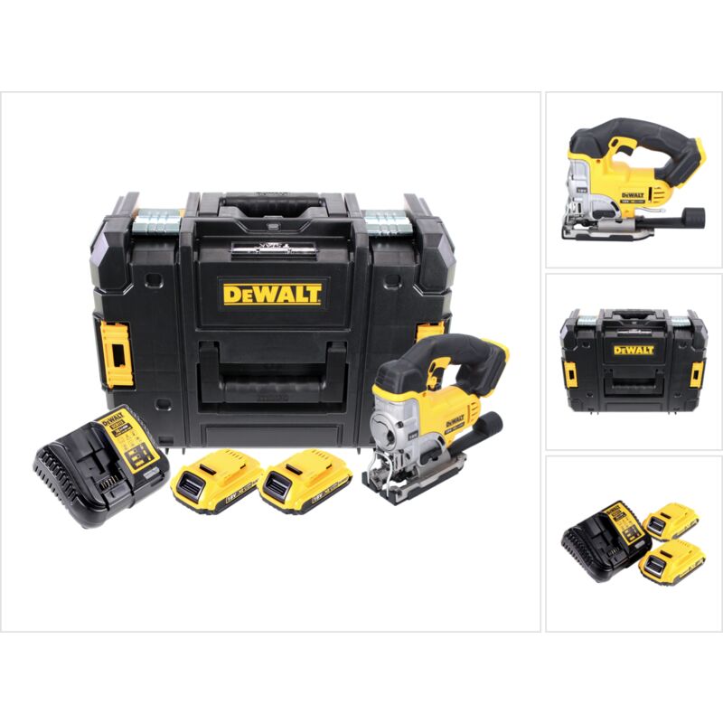 Dcs 331 D2 18V xr Li-ion Scie sauteuse sans fil avec boîtier tstak Box DWST1-70703 + 2x Batteries dcb 183 18V 2,0 Ah + Chargeur dcb 105 - Dewalt