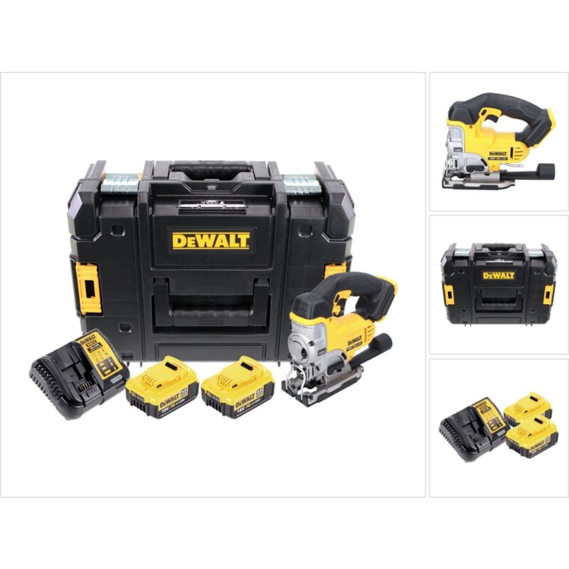 Dcs 331 M2 18V xr Li-Ion Scie sauteuse sans fil + Coffret tstak DWST1-70703 avec Insert + 2 x Batteries dcb 182 18V 4,0 Ah + Chargeur dcb 105 - Dewalt