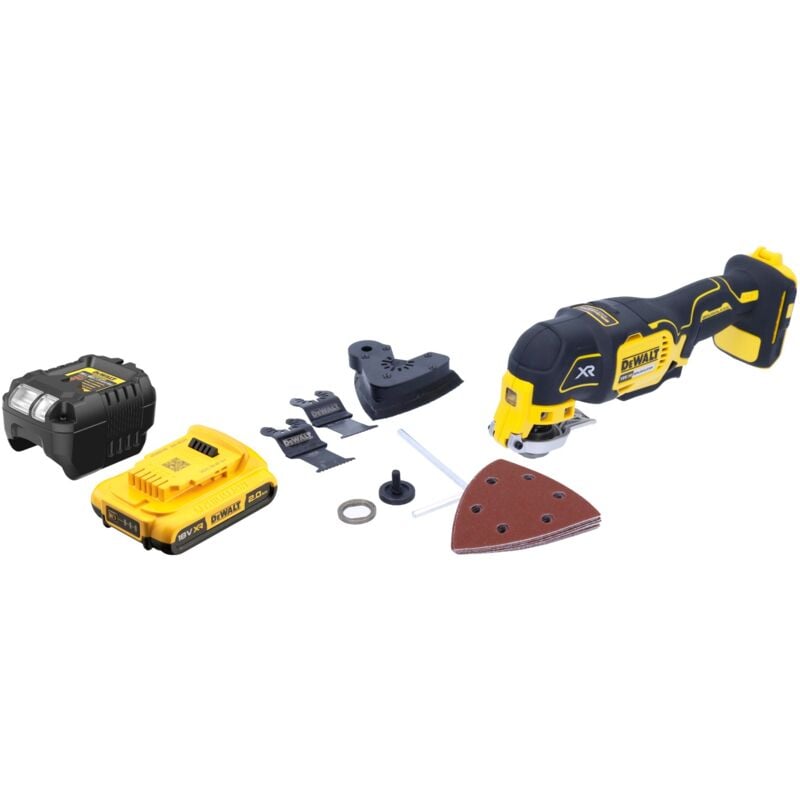 Dcs 355 D1 Oscillateur sans fil Multitool 18 v Brushless + 1x batterie 2,0 Ah + chargeur + accessoires - Dewalt