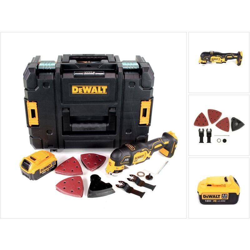 DCS355NT Outil oscillant multi-cutter sans fil 18V Brushless + 1x Batterie 4,0Ah + Coffret tstak + Accessoires 29 pcs. - sans chargeur - Dewalt