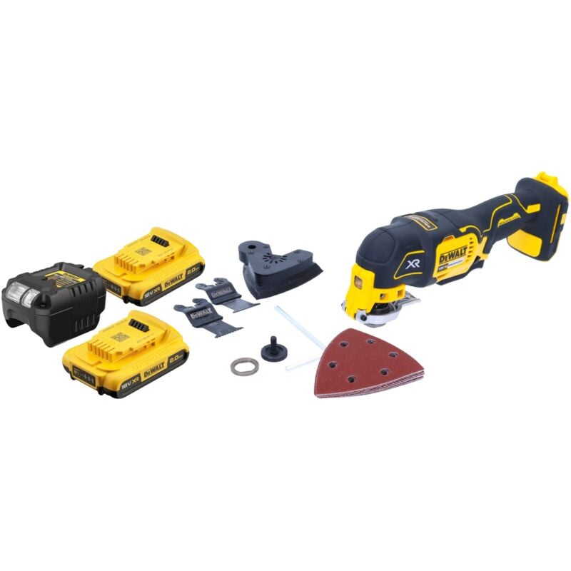 Dcs 355 D2 Oscillateur sans fil Multitool 18 v Brushless + 2x batterie 2,0 Ah + chargeur + accessoires - Dewalt