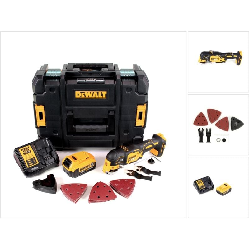 DeWalt DCS355M1 Outil oscillant multi-cutter sans fil 18V Brushless + 1x Batterie 4,0Ah + Chargeur + Coffret TSTAK + Accessoires 29 pcs.