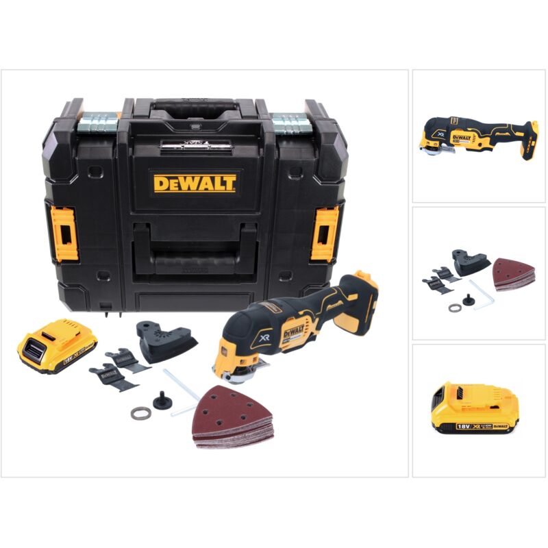 DCS355NT Outil oscillant multi-cutter sans fil 18V Brushless + 1x Batterie 2,0Ah + Coffret + Accessoires 29 pcs. - sans chargeur - Dewalt