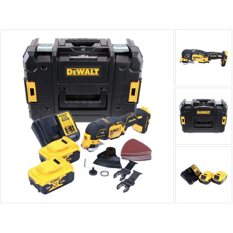 

DeWALT DCS 355 P2 Multi-Herramienta oscilante sin escobillas XR 18V en maletín TSTAK + 2x Batería DCB 184 5,0 Ah + Cargador DCB 115 + Set de 29