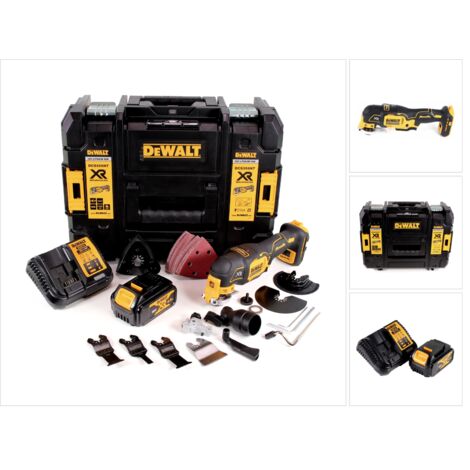 DeWalt DCS 356 M1 Utensile multifunzione oscillante a batteria 18V / Brushless + Set di 35 accessori + 1x Batteria 4,0Ah + Caricabatterie + Valigetta TSTAK
