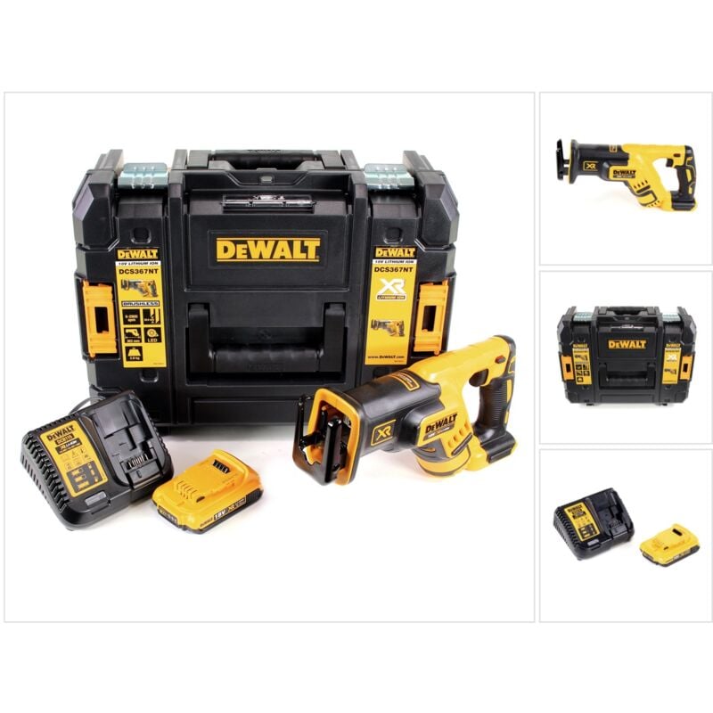 

DeWALT DCS 367 D1 Sierra sable compacta a batería XR 18V en maletín TSTAK + 1x Batería DCB 183 2,0 Ah + Cargador DCB 115