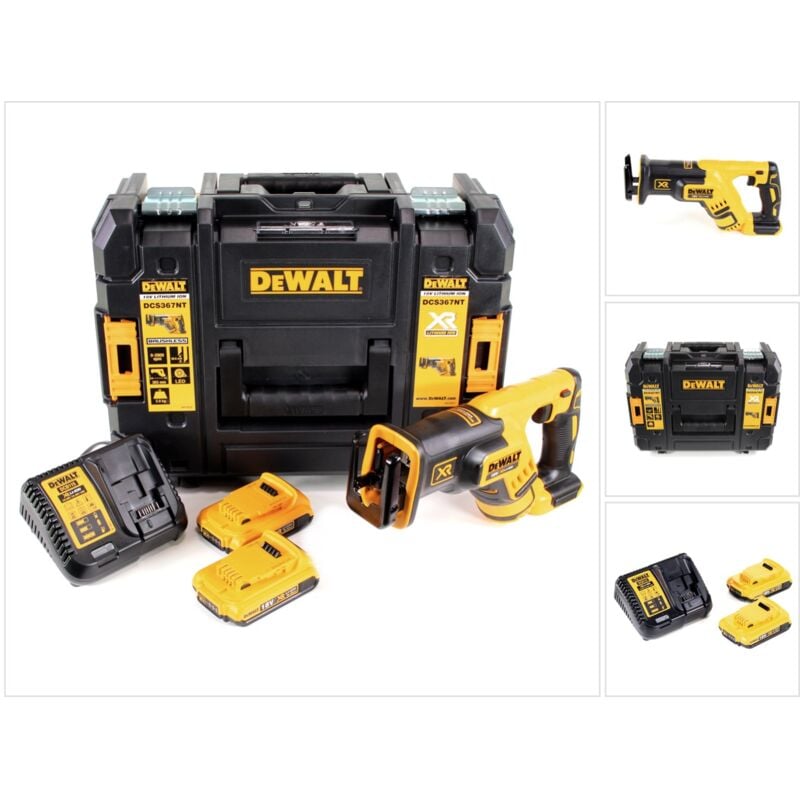 

DeWALT DCS 367 D2 Sierra sable compacta a batería XR 18V en maletín TSTAK + 2x Batería DCB 183 2,0 Ah + Cargador DCB 115