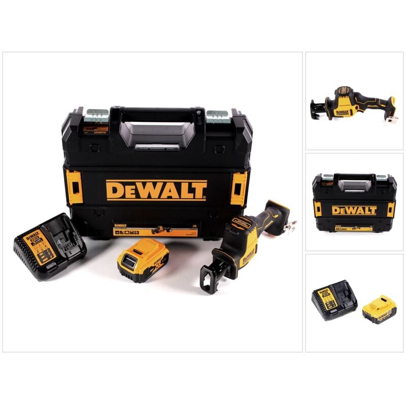 DeWalt DCS 369 M1 Scie sabre sans fil 18 V + 1x batterie rechargeable 4,0 Ah + chargeur + TSTAK