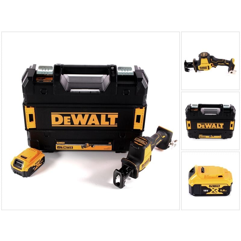 Dcs 369 nt Scie sabre sans fil 18 v + 1x batterie 5,0 Ah + tstak - sans chargeur - Dewalt