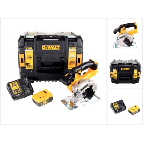 Dewalt DCS 373 P1 Scie circulaire sans fil métal 18V Li-Ion + Coffret de transport TSTAK + Lame de scie 140mm + 1 x Batterie DCB 184 5,0 Ah + Chargeur DCB 115