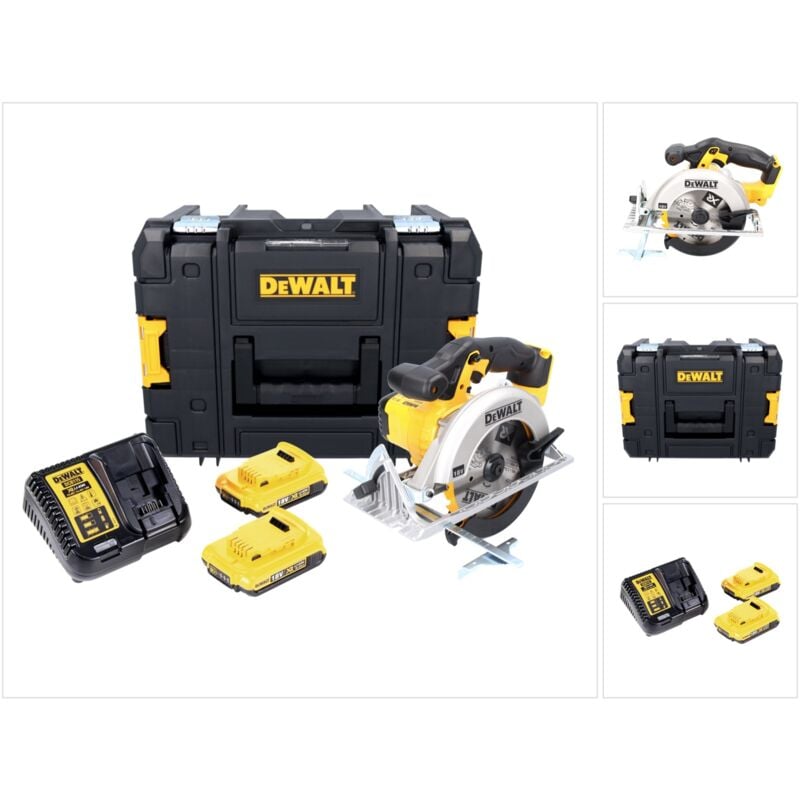 Dcs 391 D2 Scie circulaire portative sans fil 18 v 165 mm + 2x batterie 2,0 Ah + chargeur + tstak - Dewalt