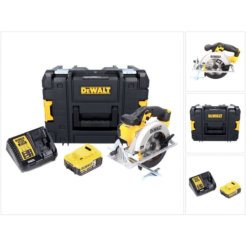 Dcs 391 P1 Scie circulaire portative sans fil 18 v 165 mm + 1x batterie 5,0 Ah + chargeur + tstak - Dewalt