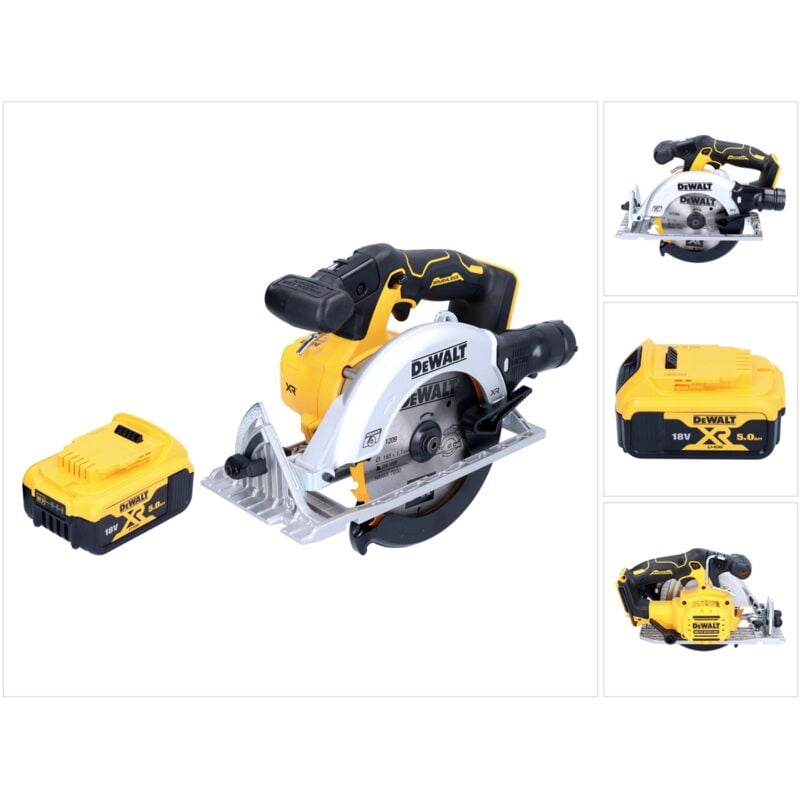 Dcs 565 n Scie circulaire 18 v 165 mm Brushless + 1x batterie 5,0 Ah - sans chargeur - Dewalt