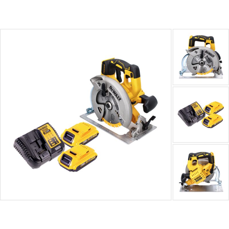 Dcs 570 D1 Scie circulaire sans fil 184mm 18V Brushless + 2x Batteries 2,0Ah + Chargeur - Dewalt