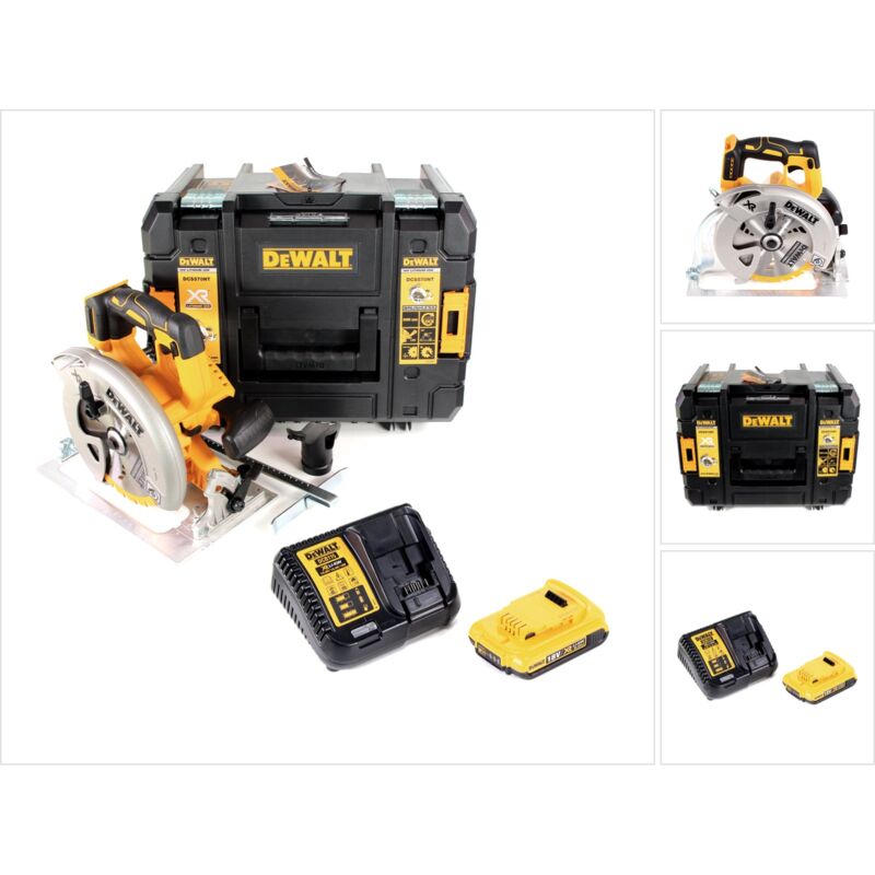 

DeWALT DCS 570 D1 Sierra circular a batería XR 18V en maletín TSTAK + 1x Batería DCB 183 2,0 Ah + Cargador DCB 115