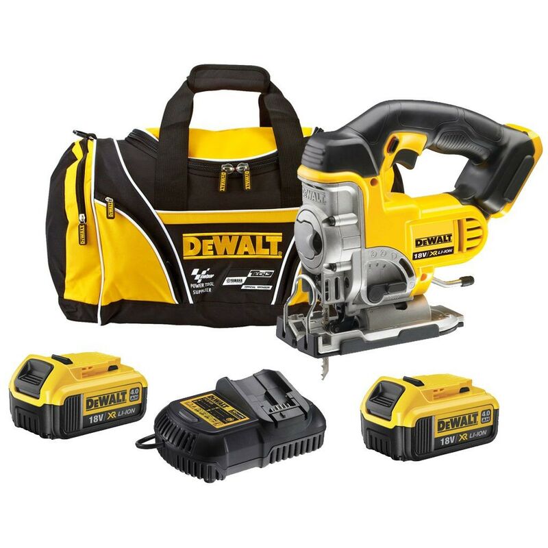 DCS331M2 18v xr Cordless Jigsaw + 2 x 4.0ah Battery Charger + Bag - Dewalt