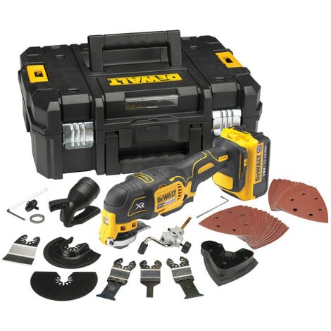 DeWalt DCS355M1 Multi-cutter à batteries 18V Li-Ion (1x batterie 4.0Ah) + set d'accessoire 35 pièces dans coffret - moteur sans charbon