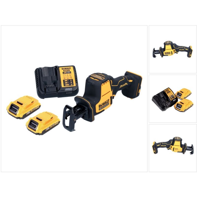 DCS369D2 Scie sabre compacte sans fil 18V Brushless + 2x Batteries 2,0Ah + Chargeur - Dewalt