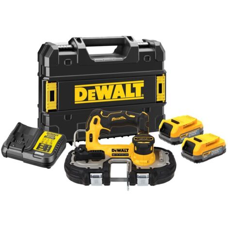 DeWALT DCS377E2T 18V XR Brushless Compact Bandsaw - 2x 1.7Ah PowerStack Batteries, Charger & TSTAK Case