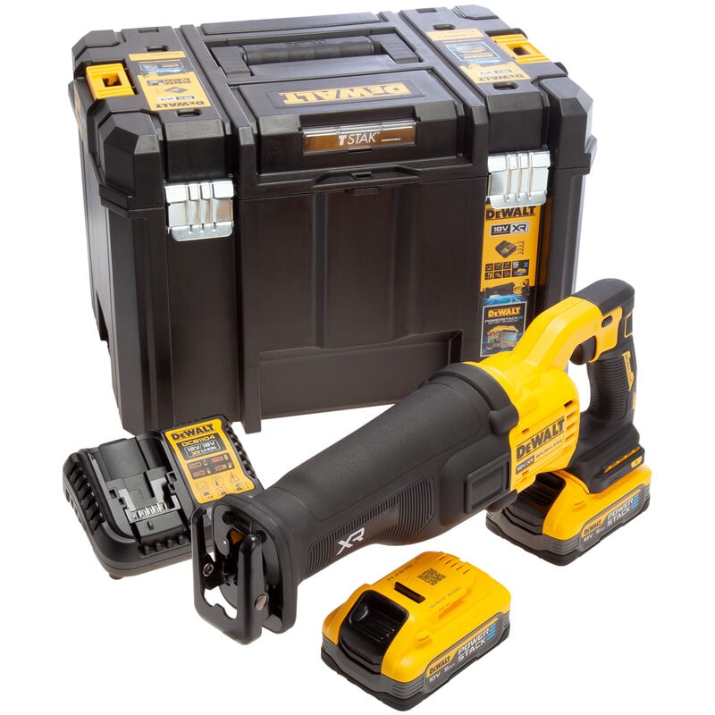 DCS386H2T 18V xr Brushless Reciprocating Saw with 2 x 5.0Ah Powerstack Battery, Charger & Case - Dewalt
