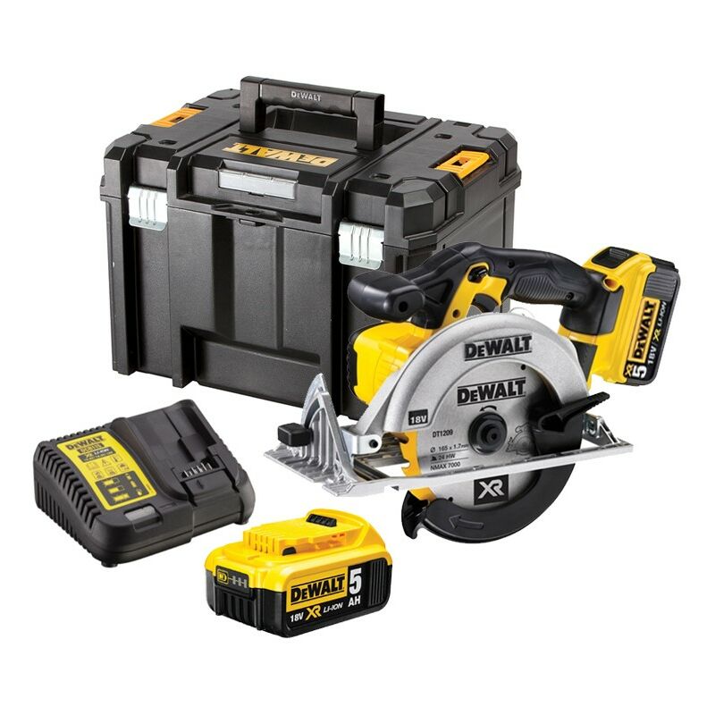 DCS391P2 18v Heavy Duty xr Circular Saw + 2 x 5.0ah Batts, Charger + Case - Dewalt